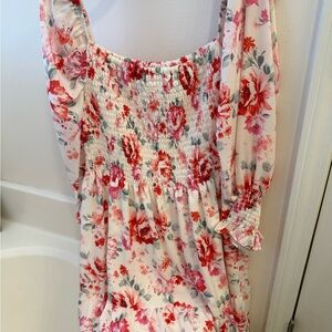 Peach Love California Floral Smocked Top